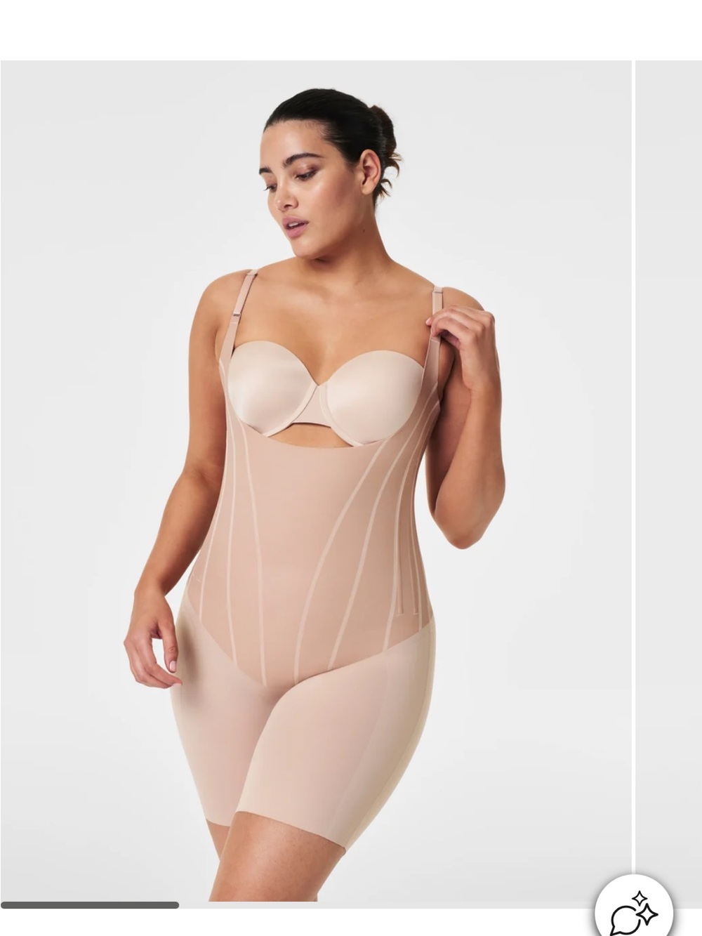 SPANX L supersculpt Totalcontour Open Bust Mid Thigh shaper bodysuit